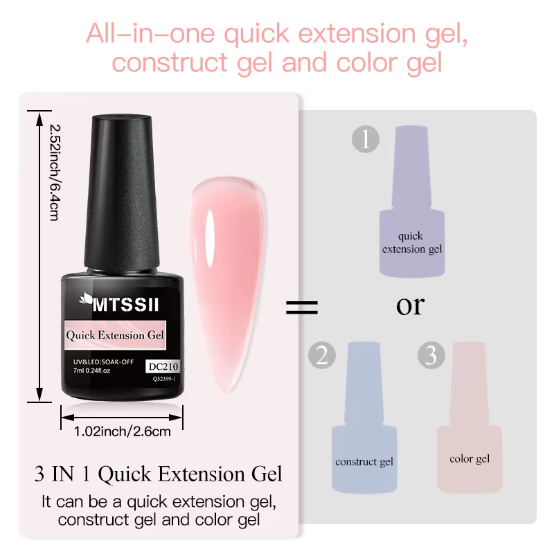 MTSSII 7ml Extension rapide vernis à ongles gelée Transparent nu rose rouge Gel dur construction