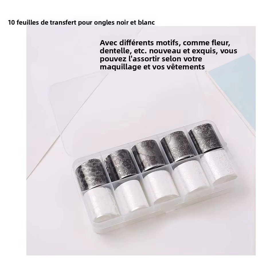 Feuille de transfert de dentelle noire et blanche