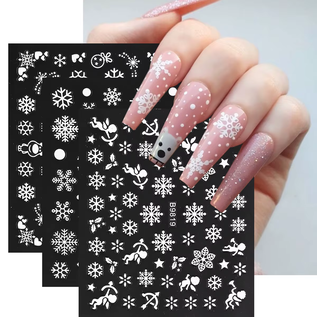 Autocollants 3D en Forme de Flocons de Neige Blancs pour Nail Art