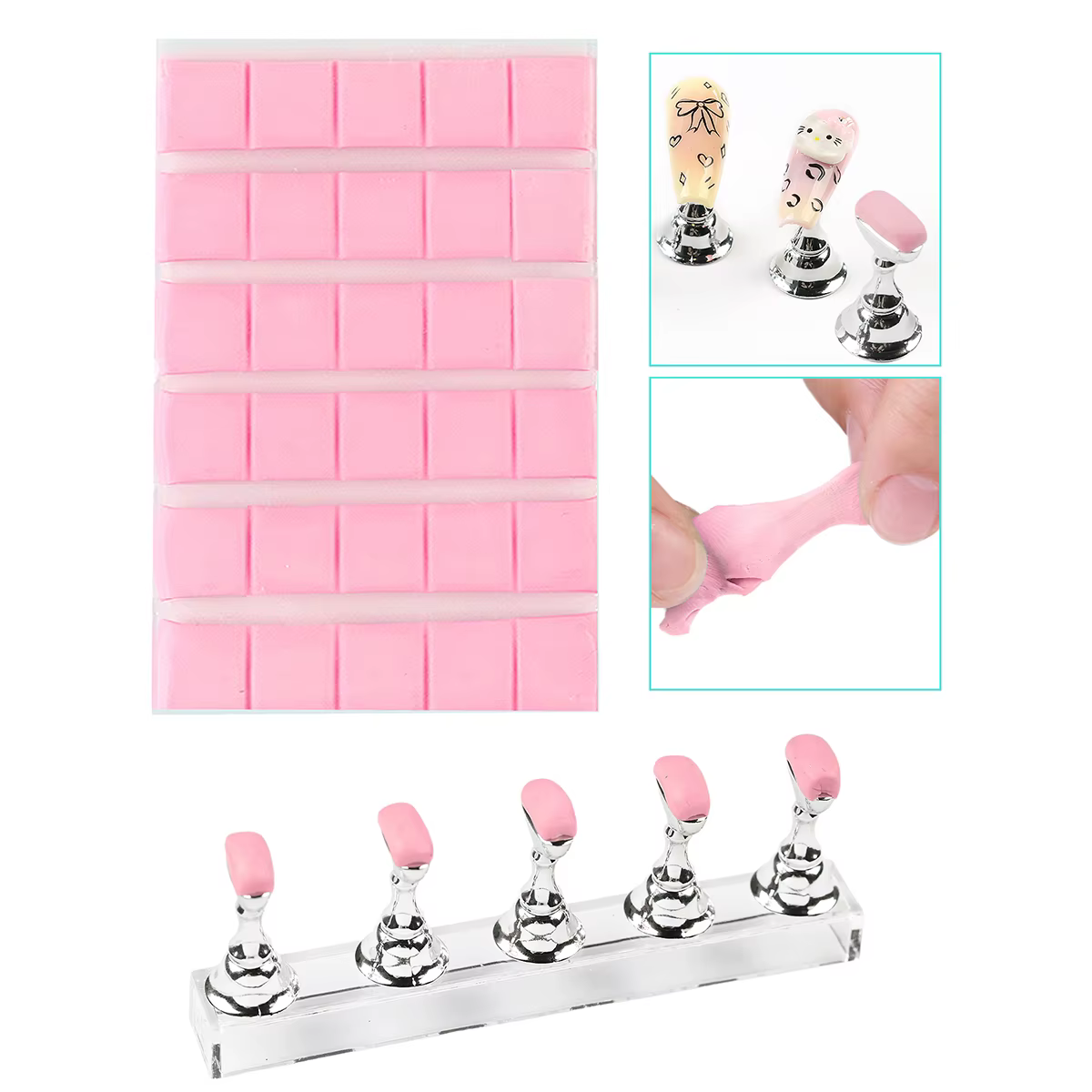 Colle adhésive pour ongles vert rose