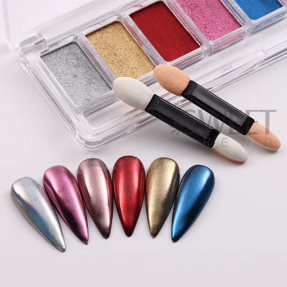 Poudre à ongles chromée 6 couleurs