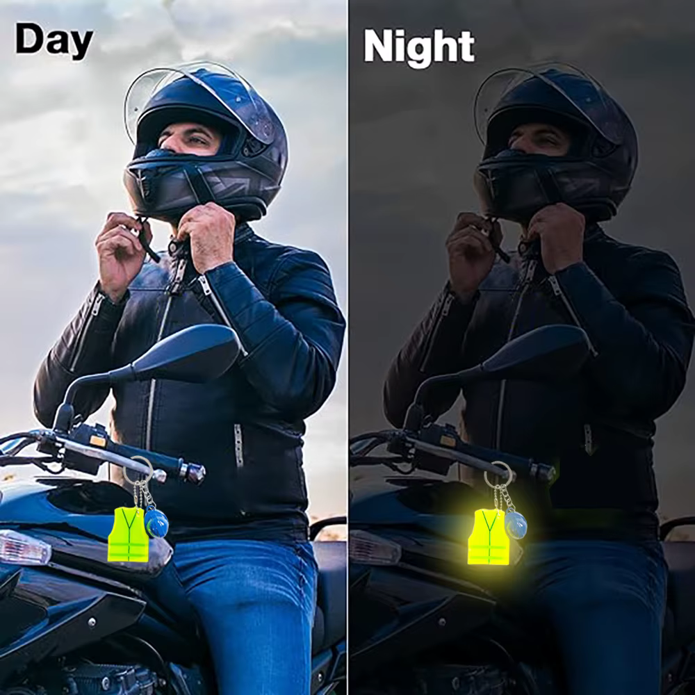 Gilet créatif + porte-clés en forme de casque de sécurité, pendentif réfléchissant de sport de voyage de nuit pour sac à dos, accessoires de suspension de bagages