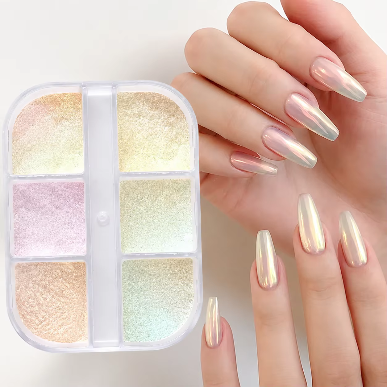 Poudre à ongles effet miroir clair de lune