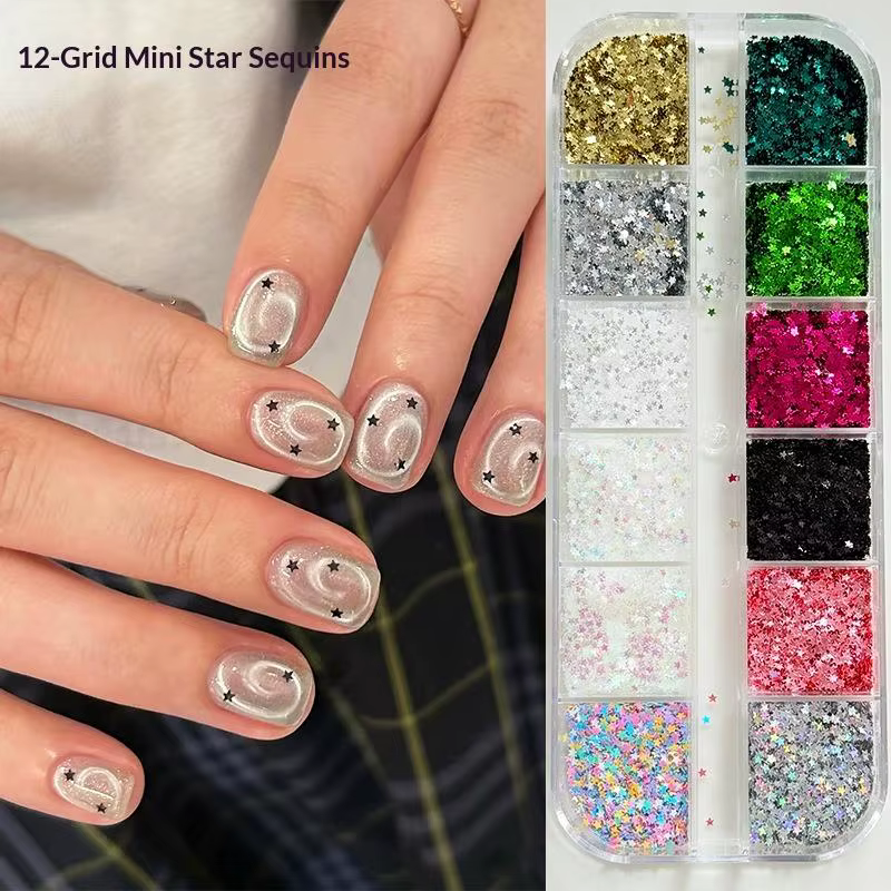 【12Grids Star Sequin Five-pointed