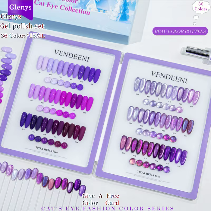 Glenys – Kit de vernis à ongles gel effet œil de chat 36 couleurs