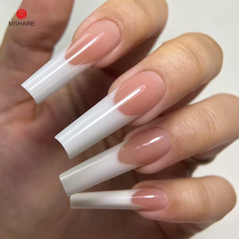 MSHARE Gel français ongles conseils Super blanc Poly acrylique Gel pour Extension d'ongles cristal UV LED Construction
