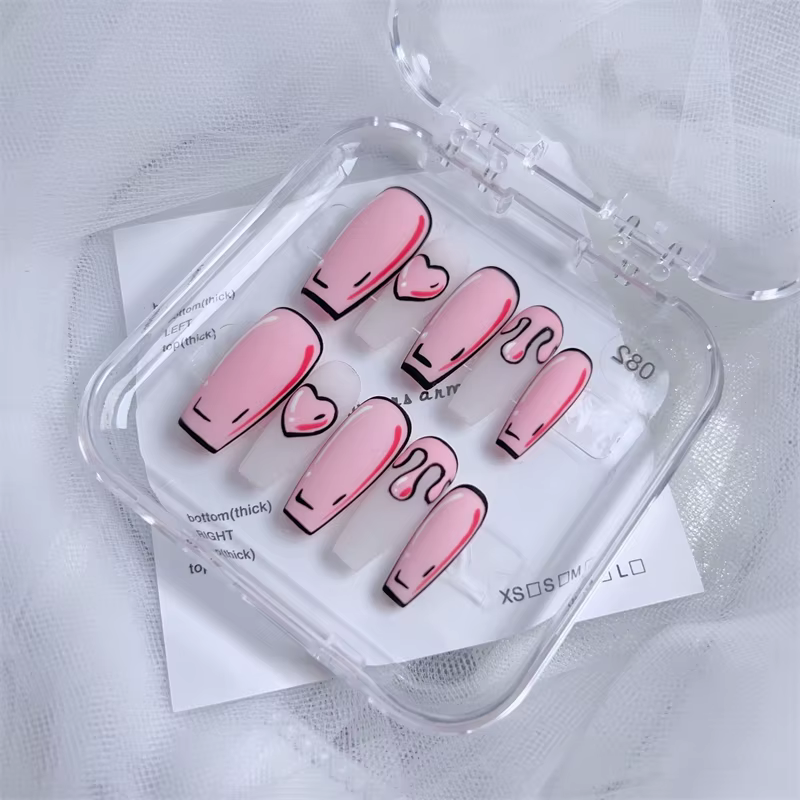 Fait à la main mignon presse sur ongles 3D bande dessinée faux