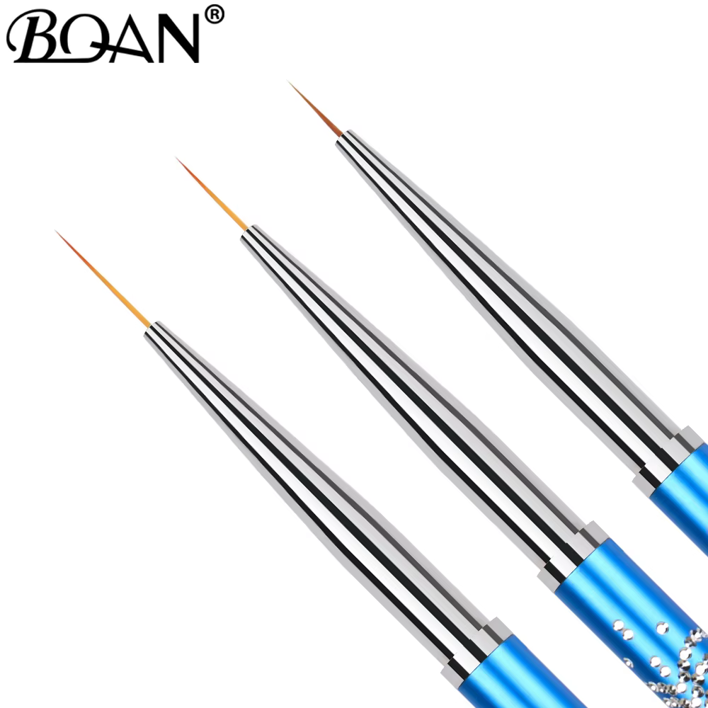 BQAN 7/9/11mm bleu Nail Art Liner pinceaux Gel ongles brosse Gel vernis