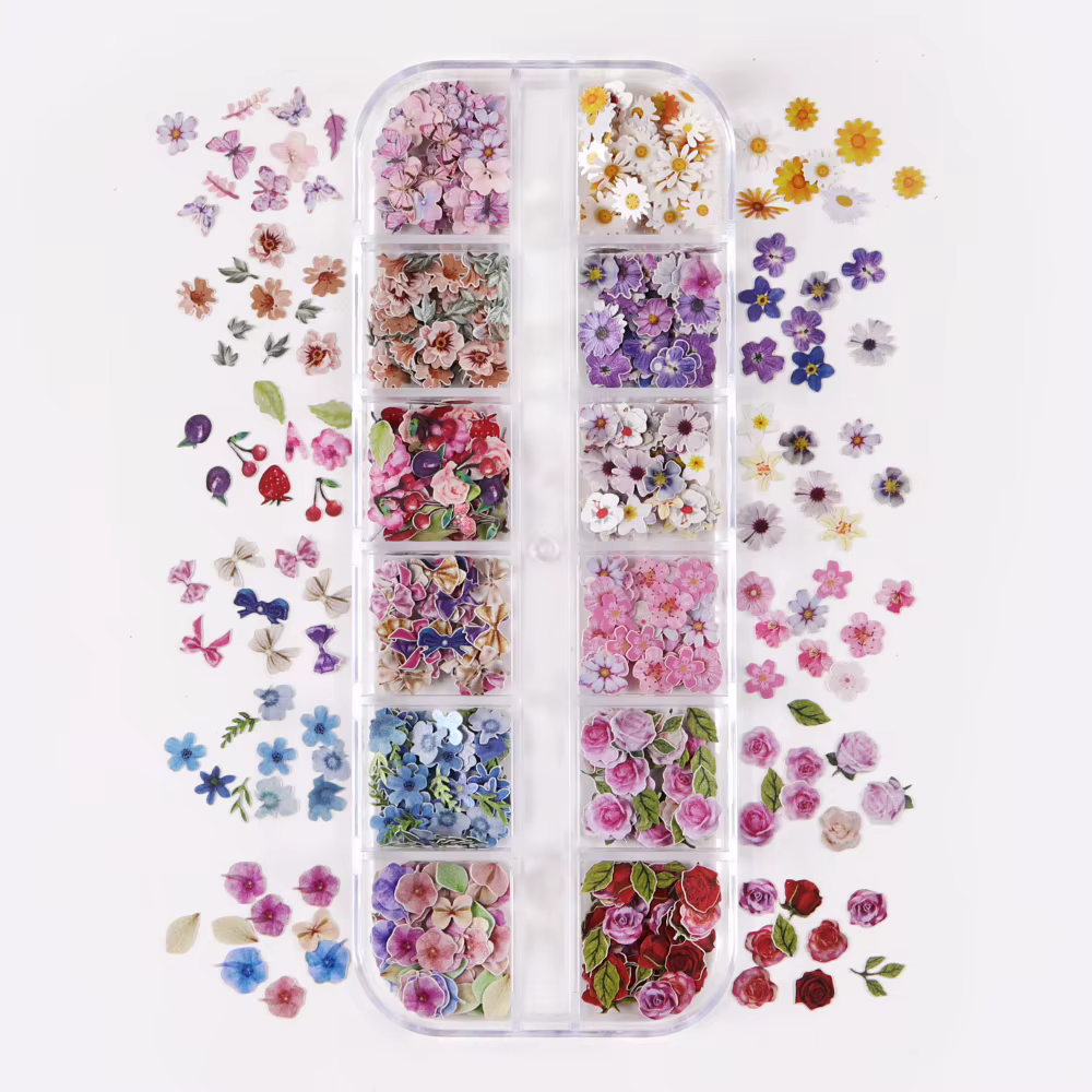 Diverses fleurs Nail Art décorations Rose marguerite Iris
