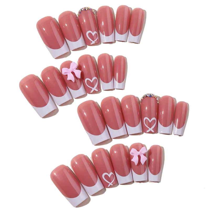 24 pièces nœuds nus embellis à pression sur les ongles