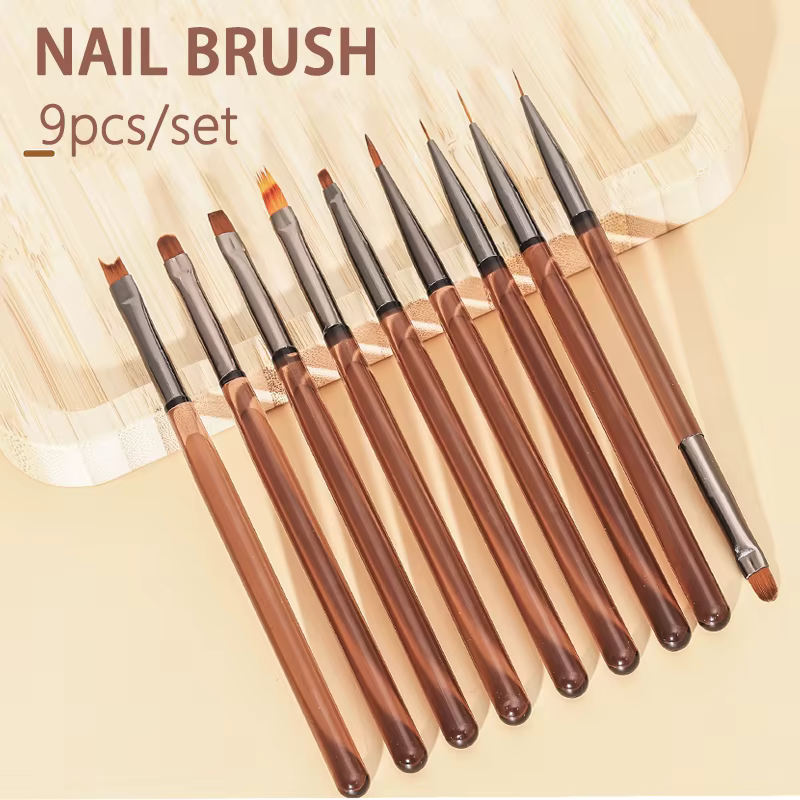 9 pièces brosse à ongles Liner bricolage peinture stylo manucure acrylique dessin