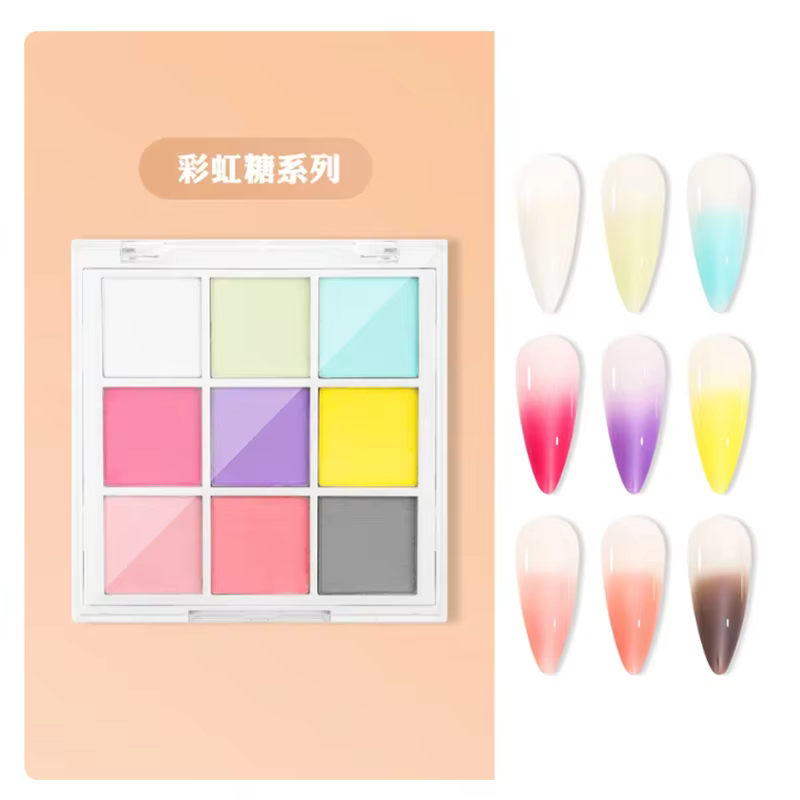 9 couleurs solide tapotement ongles poudres UV vernis décoration miroitant Fine paillettes dégradé mat Pat Pat manucure