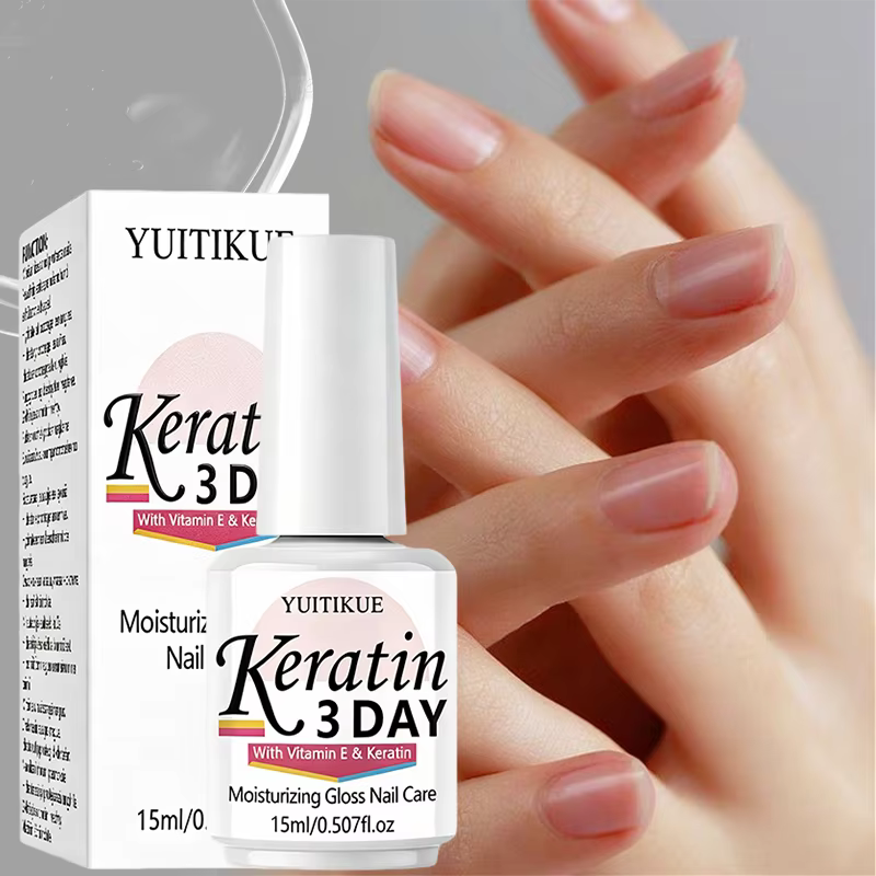 YUITIKUE Huile de Soin des Ongles à la Kératine 3 Jours 15ml Vitamine E Hydratante Brillante Absorption Rapide Format