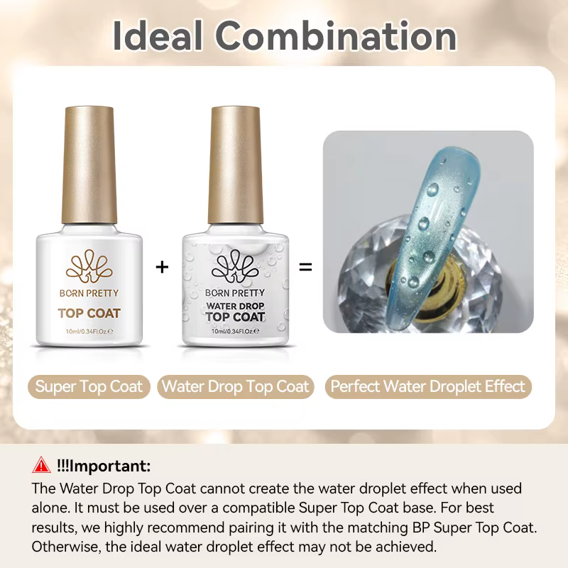 Nouveau 2026 10ml Top Coat Goutte d'Eau Transparent pour Ongles
