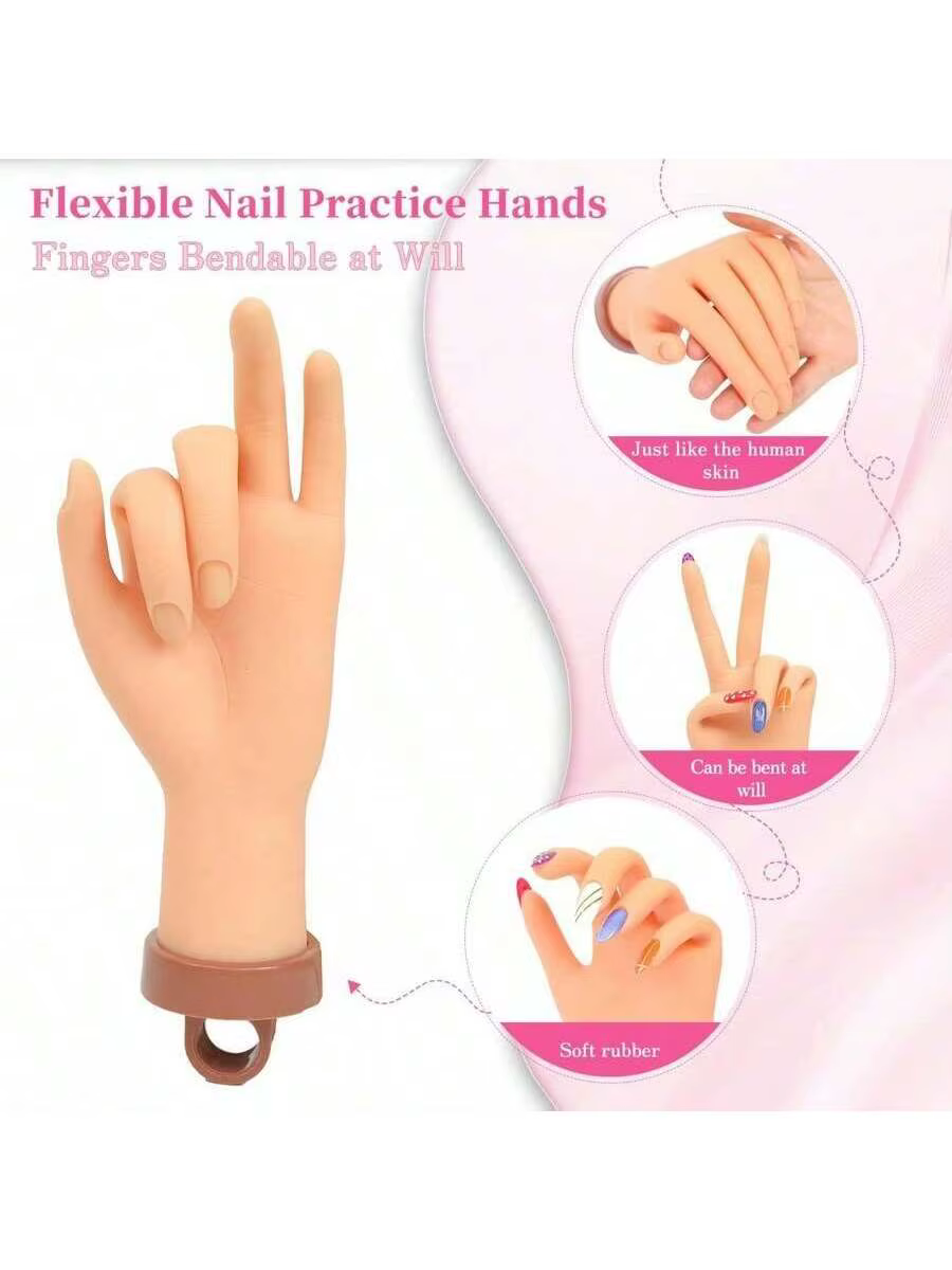 Les débutants en nail art utilisent des modèles de mains artificielles avec des plaques à ongles insérables
