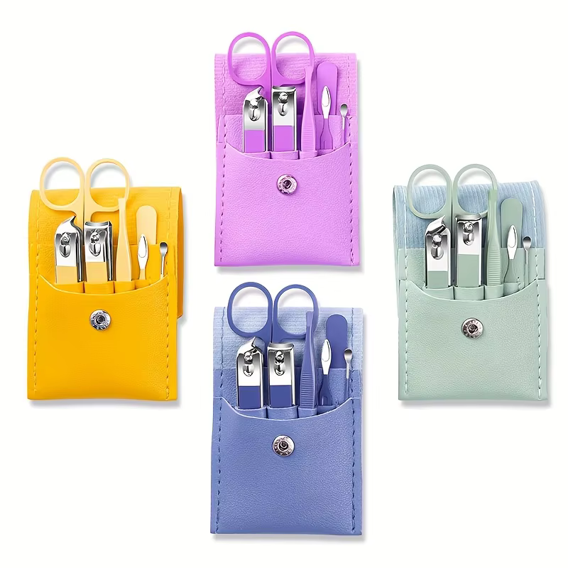 Colourful Portable Travel Case - Manicure Set with Nail Clippers
