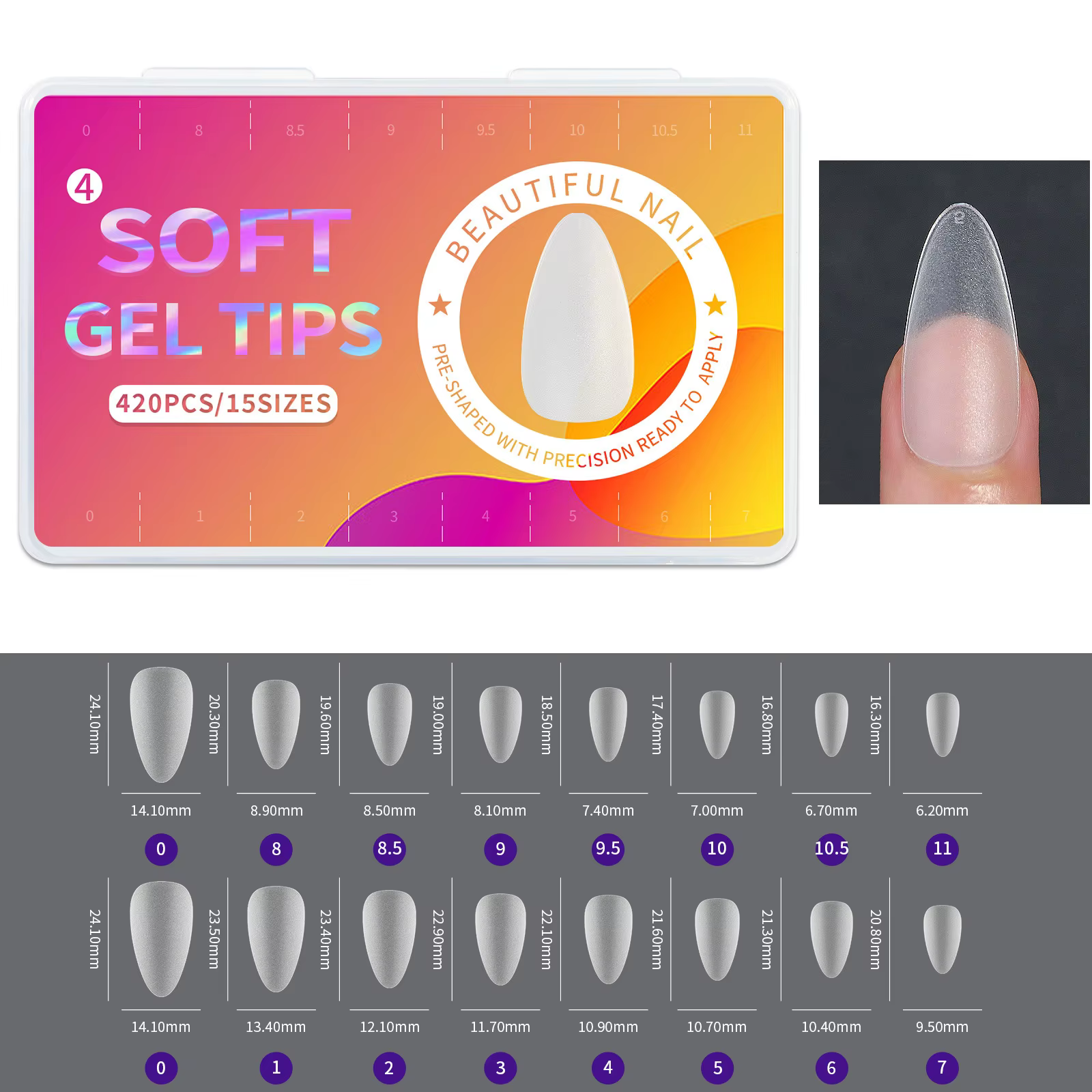 Faux ongles courts en amande mate