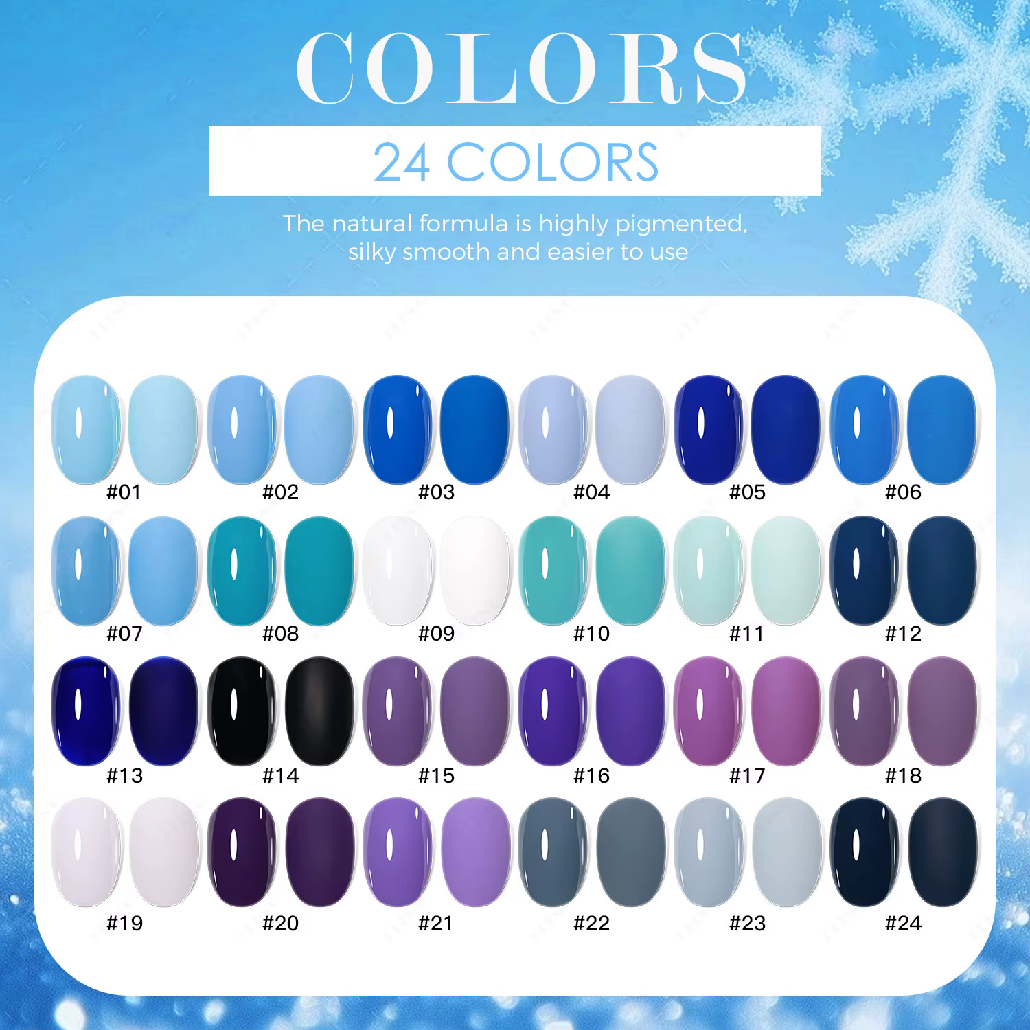 Eleanos bleu Royal hiver 24 pièces Gel vernis à ongles ensemble avec tableau d'affichage semi-permanent