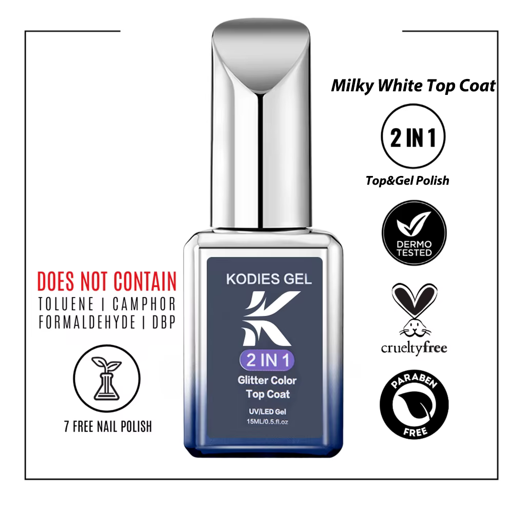 KODIES GEL blanc laiteux couche de finition UV Gel vernis à ongles 2 en 1 Semi-permanent UV Gel Nail Art tremper Gel