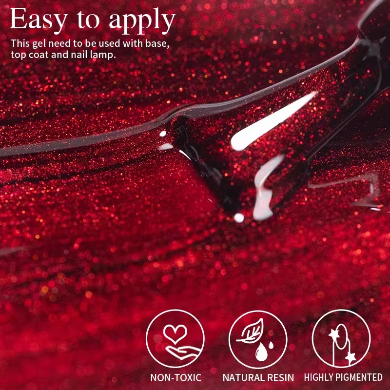 Vernis à ongles gel magnétique rouge rubis super brillant 7