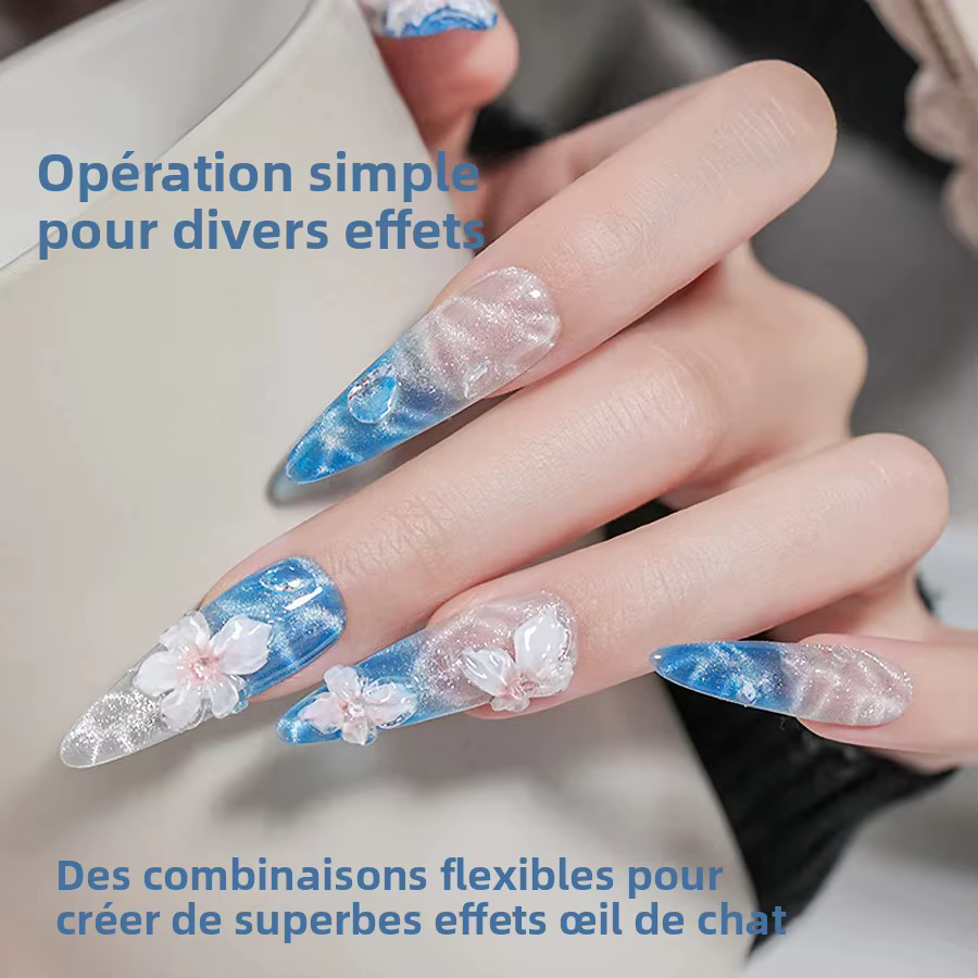 10/20 pièces perles magnétiques rondes pour Nail Art ondulation de l'eau oeil de chat Gel vernis fleur glacée sculpture