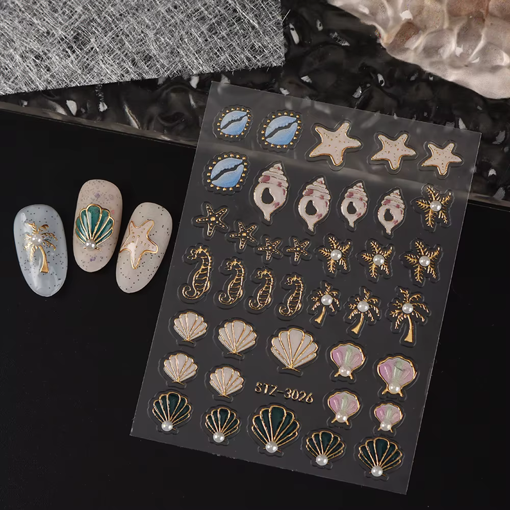 Autocollants 3D pour ongles Thème Océan Estival