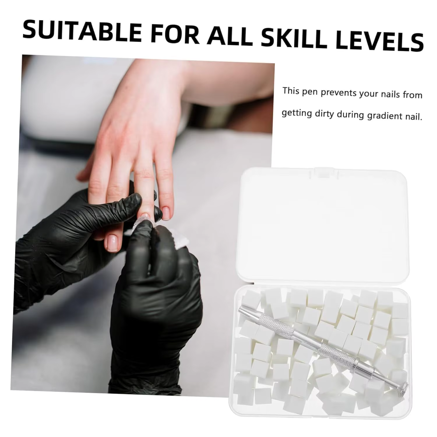 LINMANDA Éponges à ongles pour éponge d'art d'ongle ombrée avec pince en métal Brosse à ongles Rangement et boîte pour manucure de conception d'art d'ongle bricolage