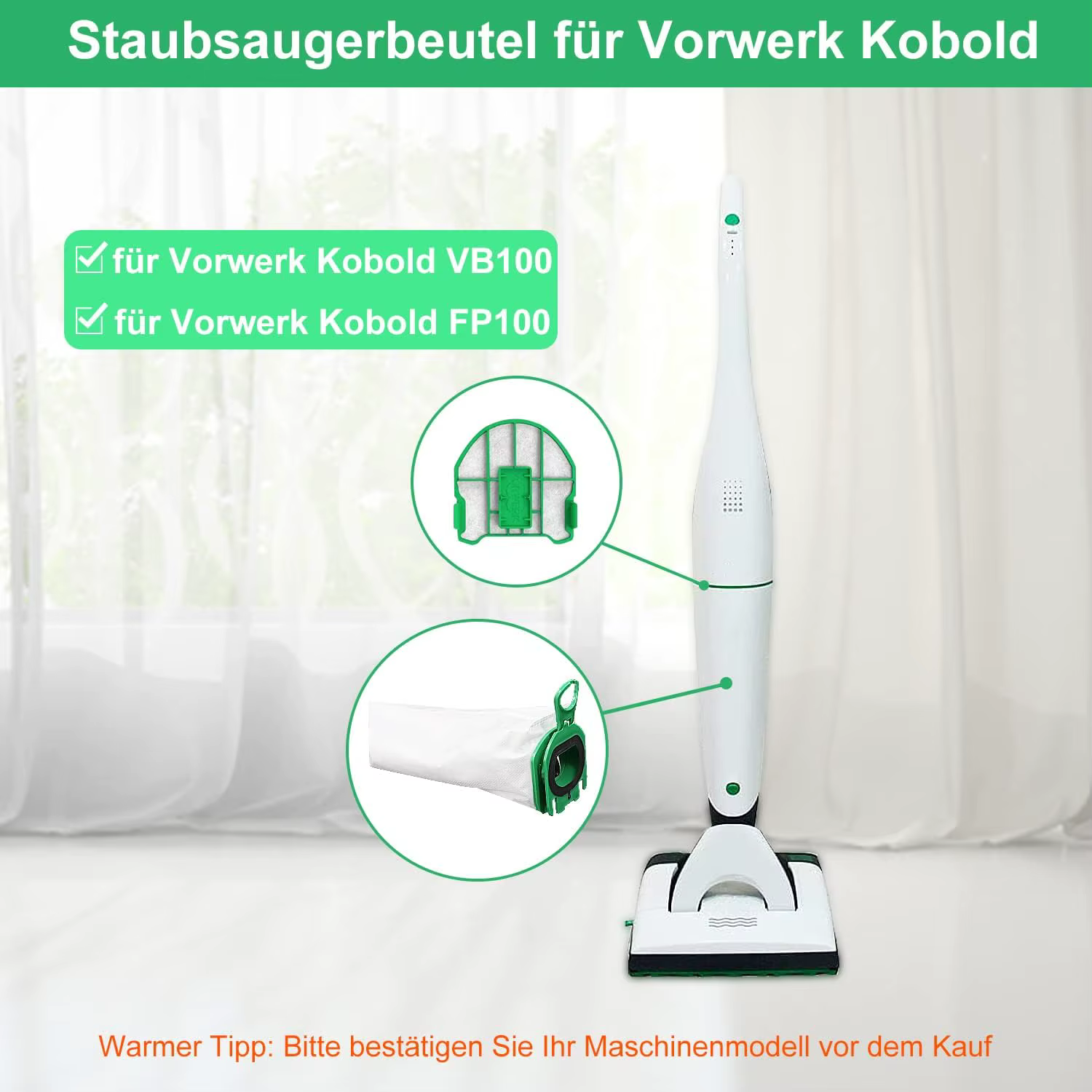 Sacs de remplacement pour aspirateur Kobold VB100, 10 pièces, sac de nettoyage pour Vorwerk, sacs à poussière