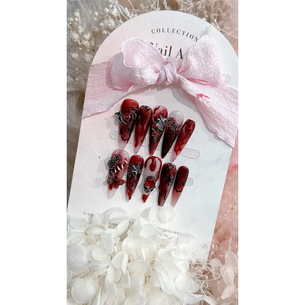 Faux ongles amovibles faits main pour événements d'Halloween