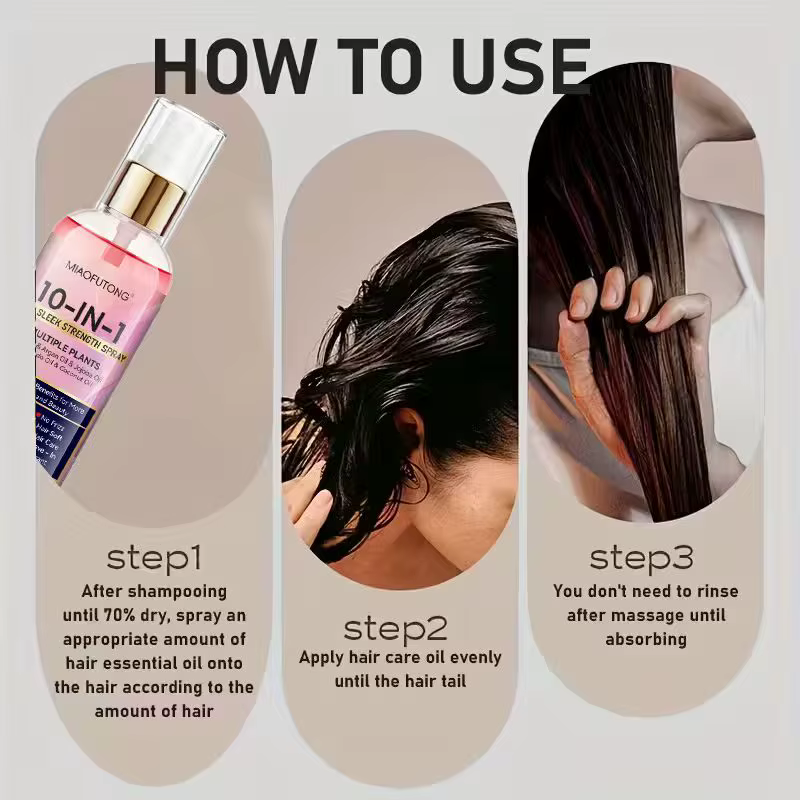 Spray capillaire instantané doux 10 en 1 - après-shampoing sans rinçage pour la rétention des cheveux, rapide, doux et hydratant, prévention des dommages thermiques