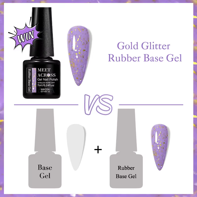 Gel de base en caoutchouc pailleté or 7 ml