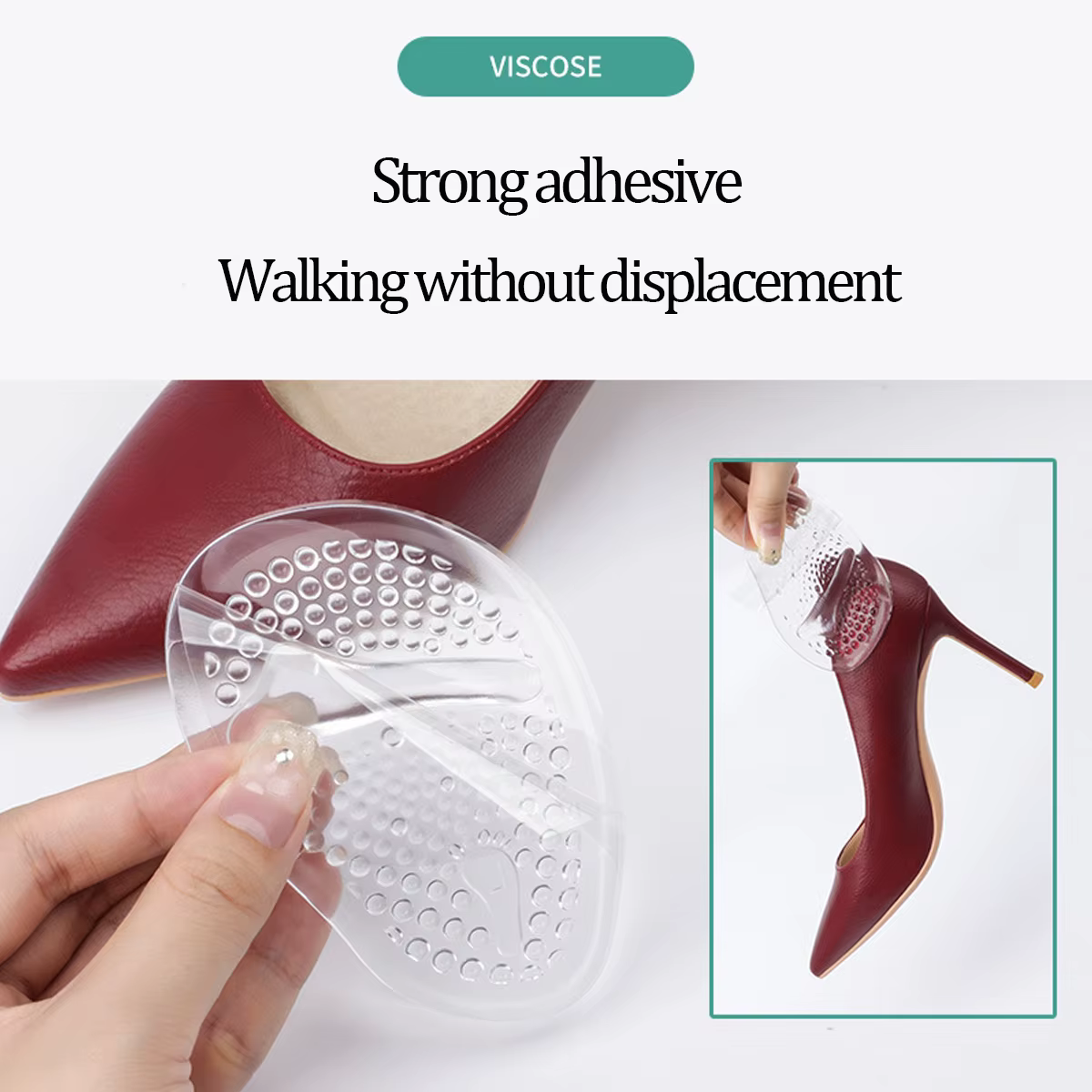 Coussinets métatarsiens en gel pour femme – Coussins auto-adhésifs pour l'avant-pied pour talons hauts et sandales | Semelles intérieures antidérapantes pour soulager la douleur