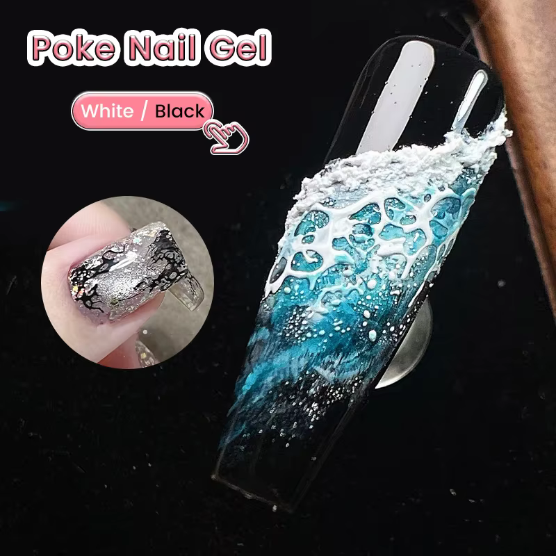 LILYCUTE 8ml Poke ongles Gel blanc noir piquant multifonctionnel UV LED Gel bulle océan vague sans essuyer dentelle peinture Gel vernis