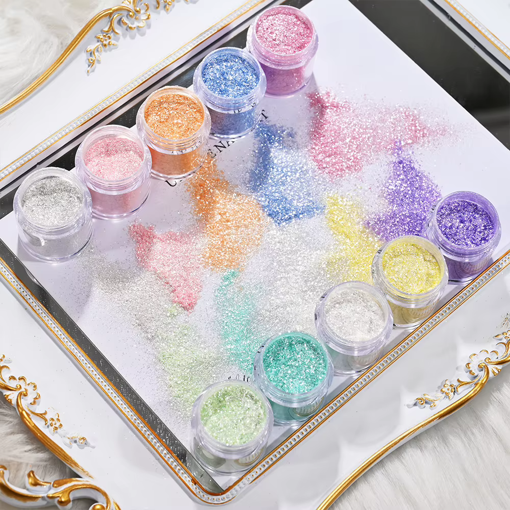 10 couleurs coloré opale ongles paillettes poudre lavande/rose/argent/bleu