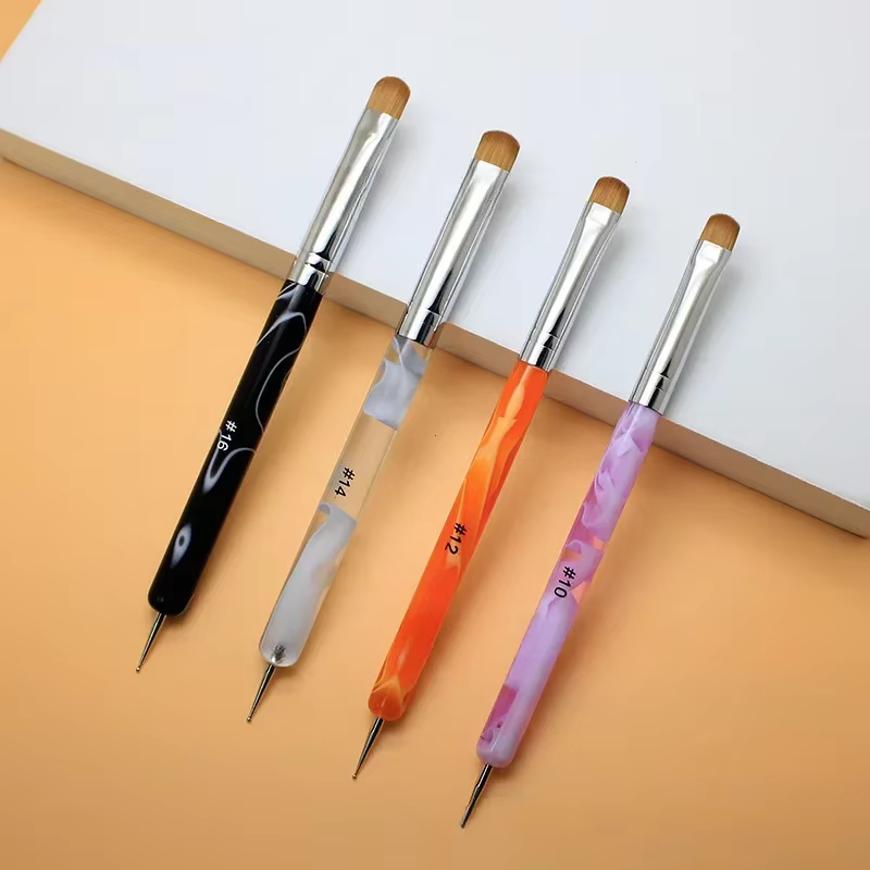 Français double extrémité débutant haute qualité peinture manucure outil acrylique dessin Nail Art brosse