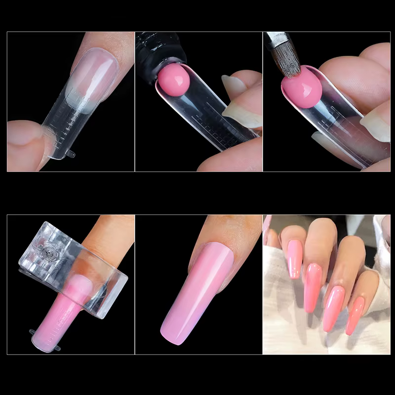 60/120 pièces/boîte ongles doubles formes réutilisables