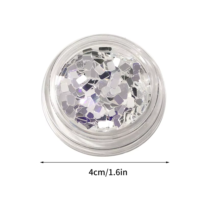 1 pot de paillettes carrées argentées pour ongles