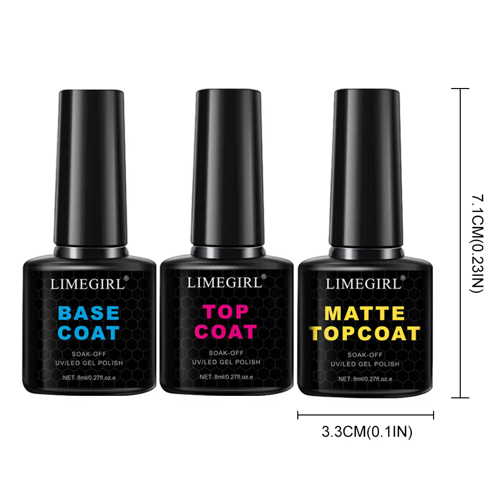 LIMEGIRL 8ml imbiber la couche de Base supérieure mate pour ongles vernis Gel UV Semi Permanent fonctionnel manucure