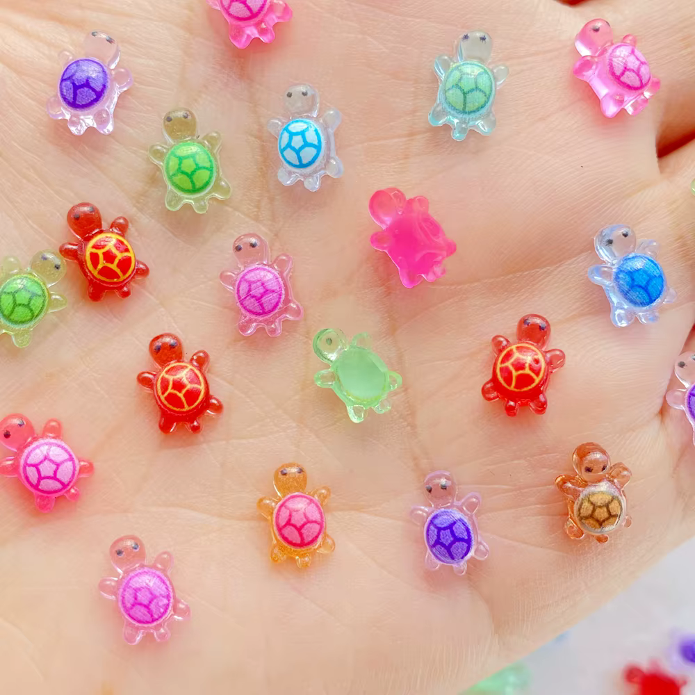 100 pièces mignon résine dessin animé petite tortue Nail Art