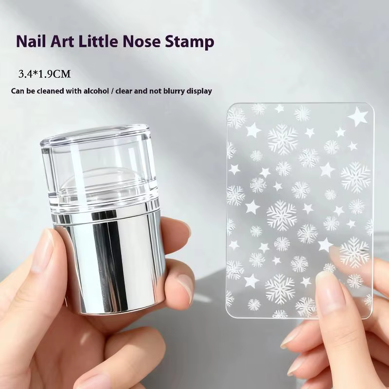 Mini sceau à ongles Transparent avec grattoir