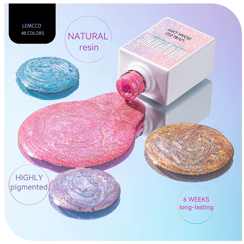 Eleanos nouveau 48 pièces paillettes Laser Gel vernis à ongles ensemble avec livre de couleur