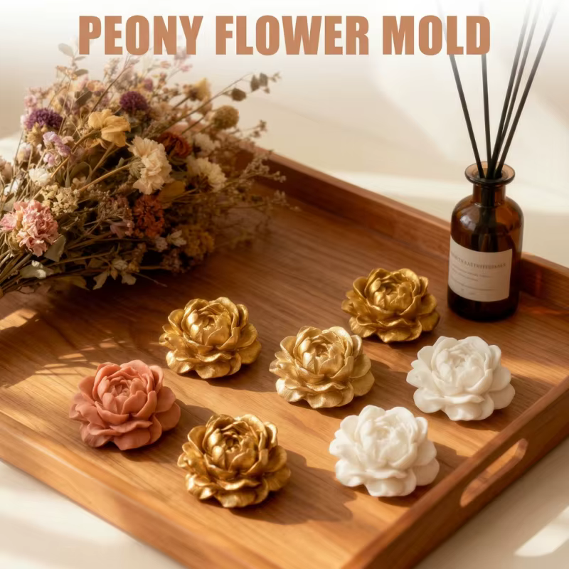 Moule en silicone pour bougie en forme de fleur de jasmin, moule en silicone à motif floral 3D, moule en silicone flexible et amovible.