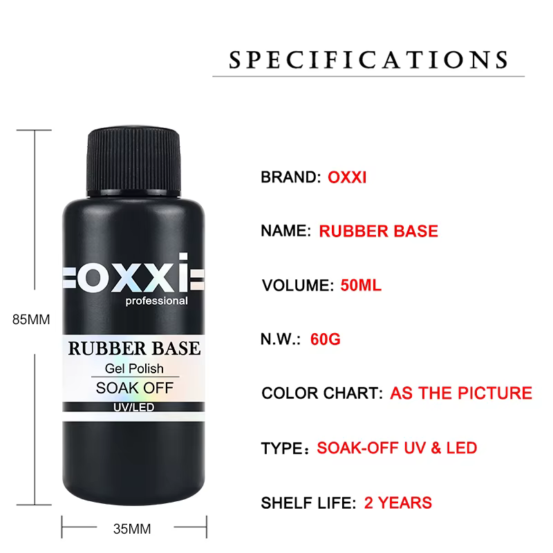 OXXI 50ml Gel de Base en caoutchouc de grande capacité semi-permanent sans essuyage pour vernis Gel manucure épais uv