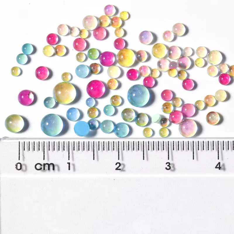 1 boîte arc-en-ciel sirène larmes Nail Art breloques Macaron bulle perles
