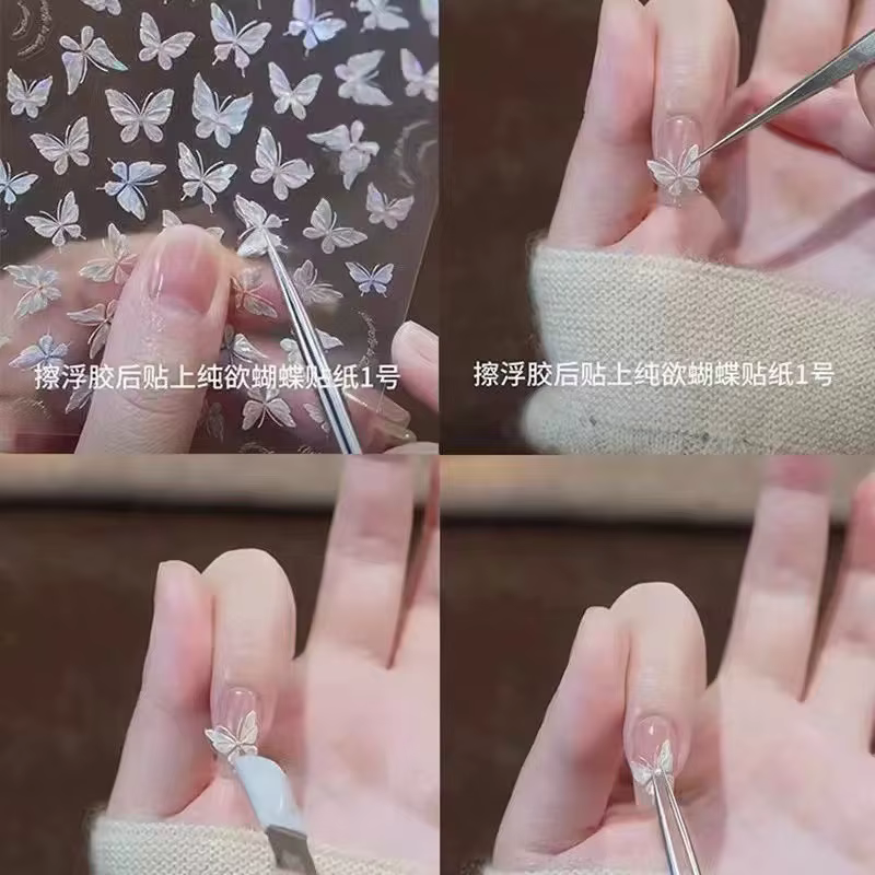 Autocollants pour ongles en forme de papillon en relief