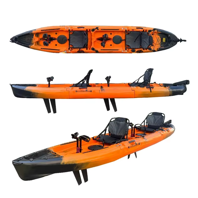 2024 vente chaude Kayak nouveau Den 14ft 3 sections détacher simple Tandem pédale modulaire Kayak pédale de pêche Kayak