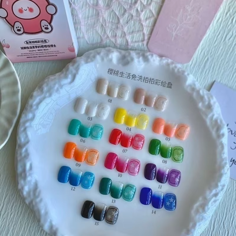 Palette de 15 couleurs de gel à ongles à texture mate 4-en-1 pour dégradé et transfert de motifs