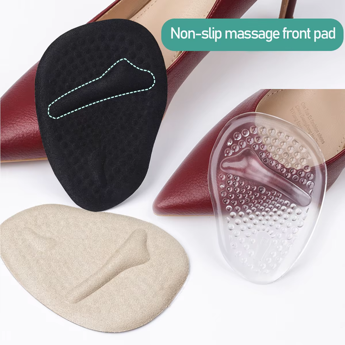 Coussinets métatarsiens en gel pour femme – Coussins auto-adhésifs pour l'avant-pied pour talons hauts et sandales | Semelles intérieures antidérapantes pour soulager la douleur