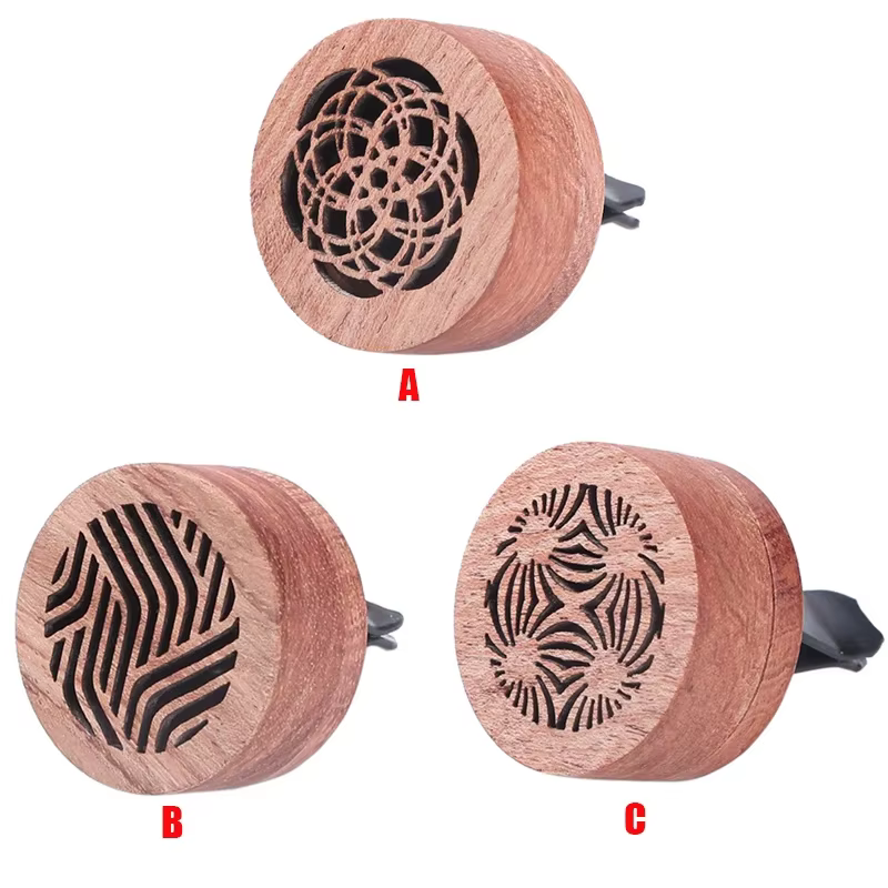 Diffuseur de voiture en bois sculpté en bois de rose, clip d'aromathérapie exquis pour voiture, désodorisant automobile, décoration auto