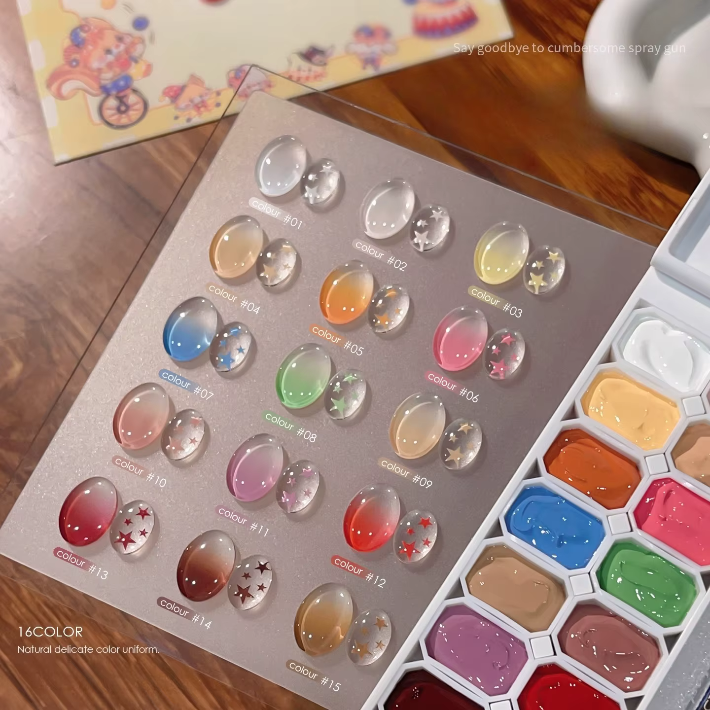 16 couleurs Pat peinture Gel vernis à ongles dégradé tapotement Gel Palette pour français Nail Art Design UV LED tremper